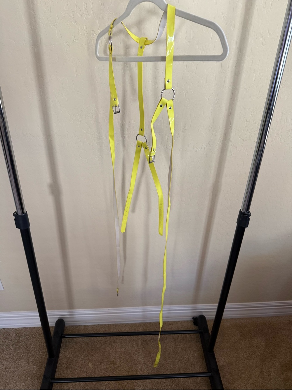 Neon Yellow Patent Harness Belt